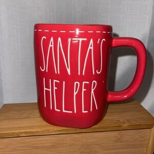 Rae Dunn Artisan Collection Santa's Helper Red Coffee Mug Christmas Winter 5 IN.